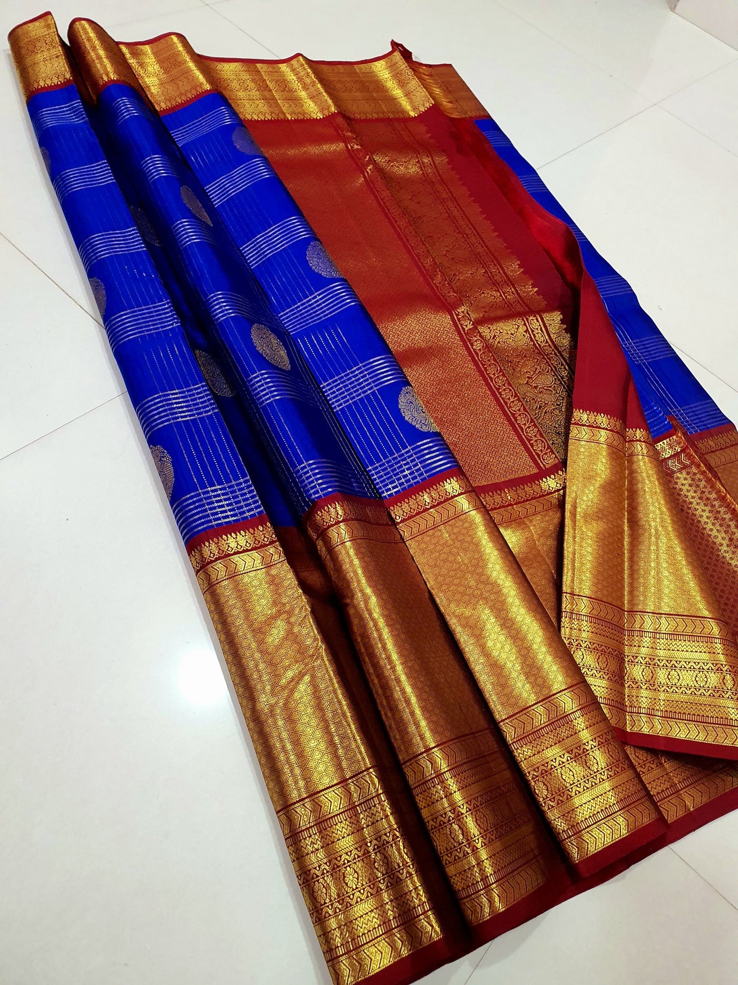 Bridal Exclusive bridal wear pure kanchipattu handwohen kuttu all over stitching Meena designs contact seller for availabilitybefore placing