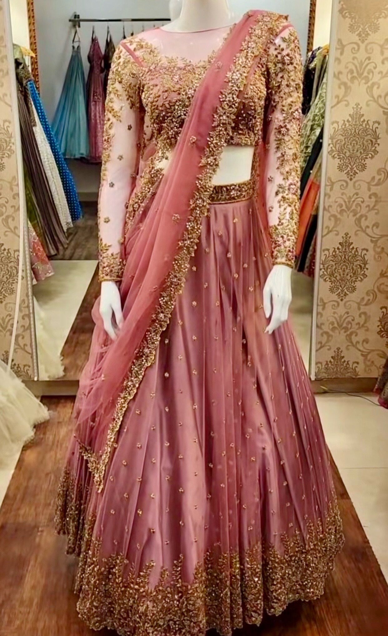 Bridal out fit with Jardosi and Khardana work/ Any color possible