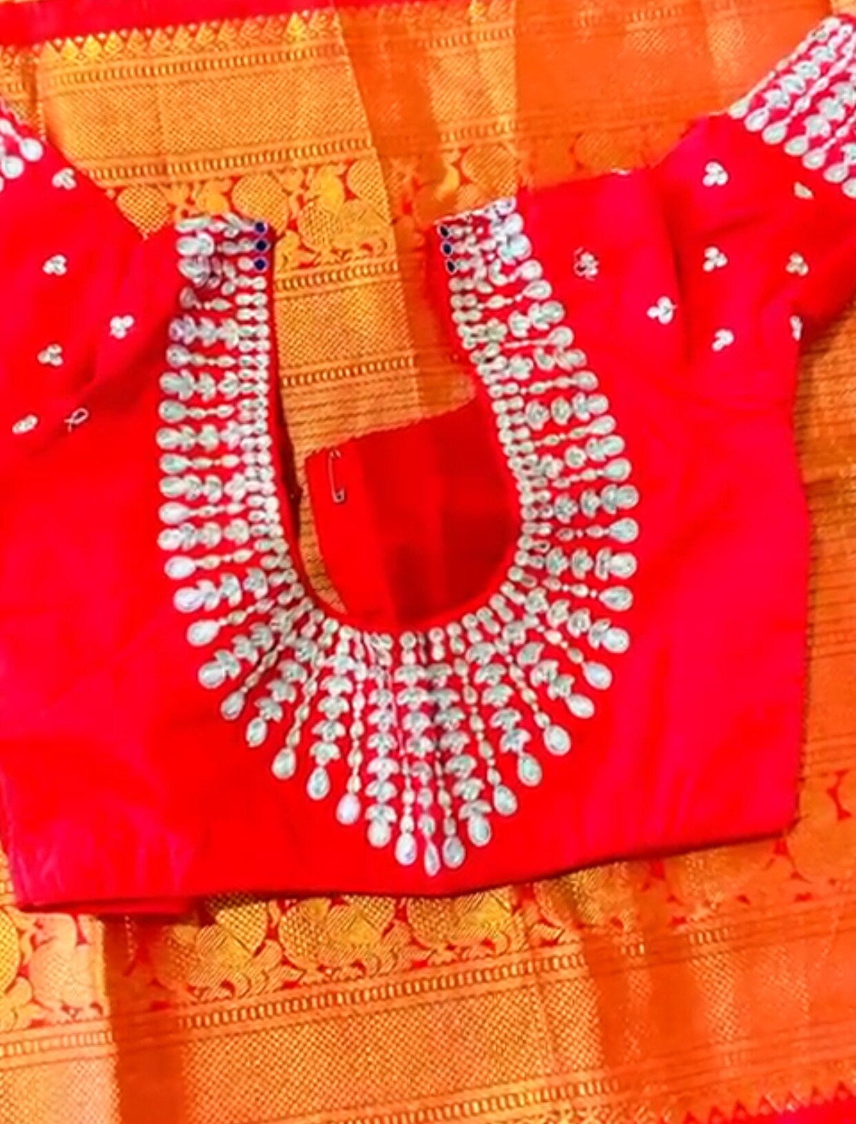 Kundan Stone studded Gold Work with hand Maggam ready to wear work Blouse fits to 32 to 46 any color possible