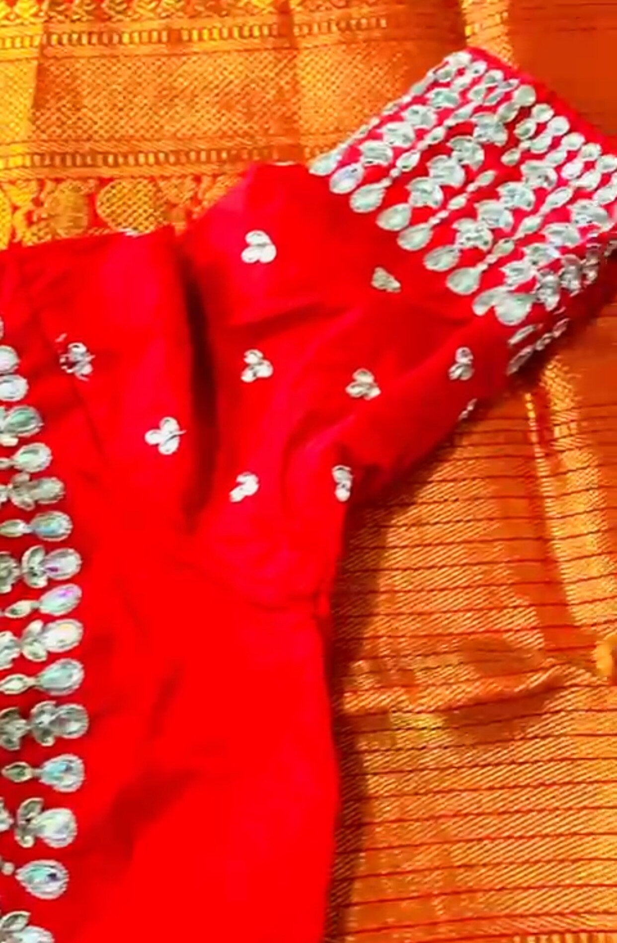 Kundan Stone studded Gold Work with hand Maggam ready to wear work Blouse fits to 32 to 46 any color possible