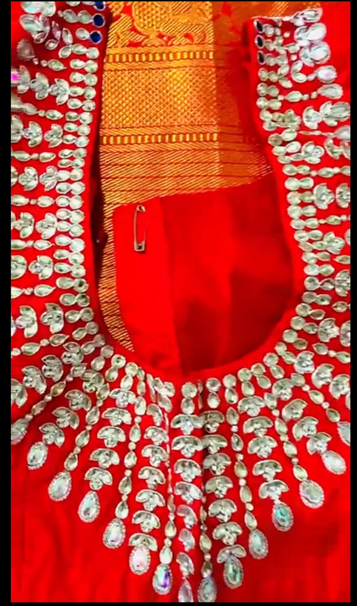 Kundan Stone studded Gold Work with hand Maggam ready to wear work Blouse fits to 32 to 46 any color possible