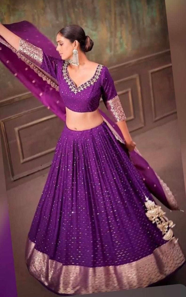 Designe lehanga heavy sequence on georgette fabric banarasborderdupatta pure georgette