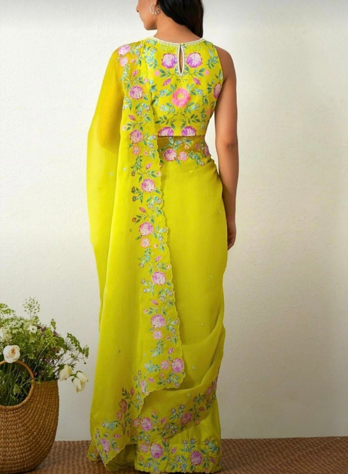 Beautiful soft Designer pure Organza Saree with Full Embroidery and full blouse fit to 32 to 46. Anycolor possible plz contact seller