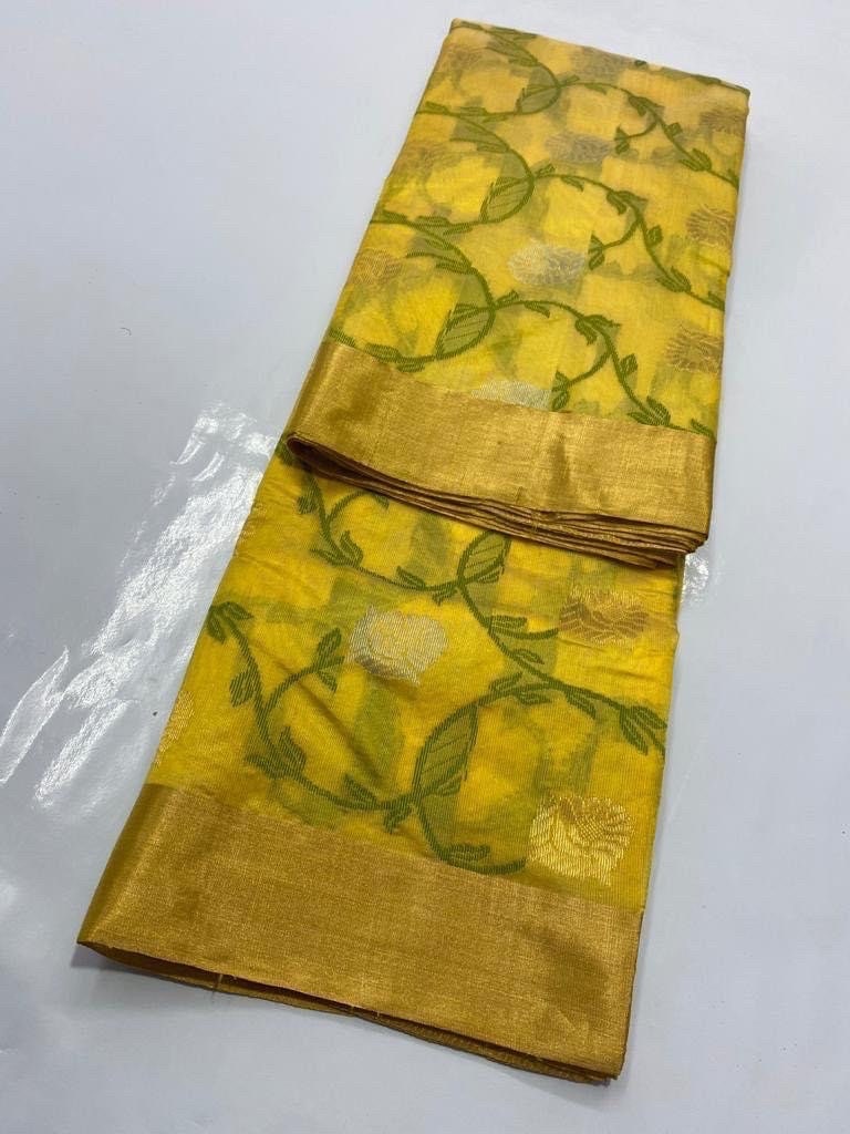 Pure Chanderi silk pattu / pure silk saree soft silk handloom saree all over woven jall ask seller for availability