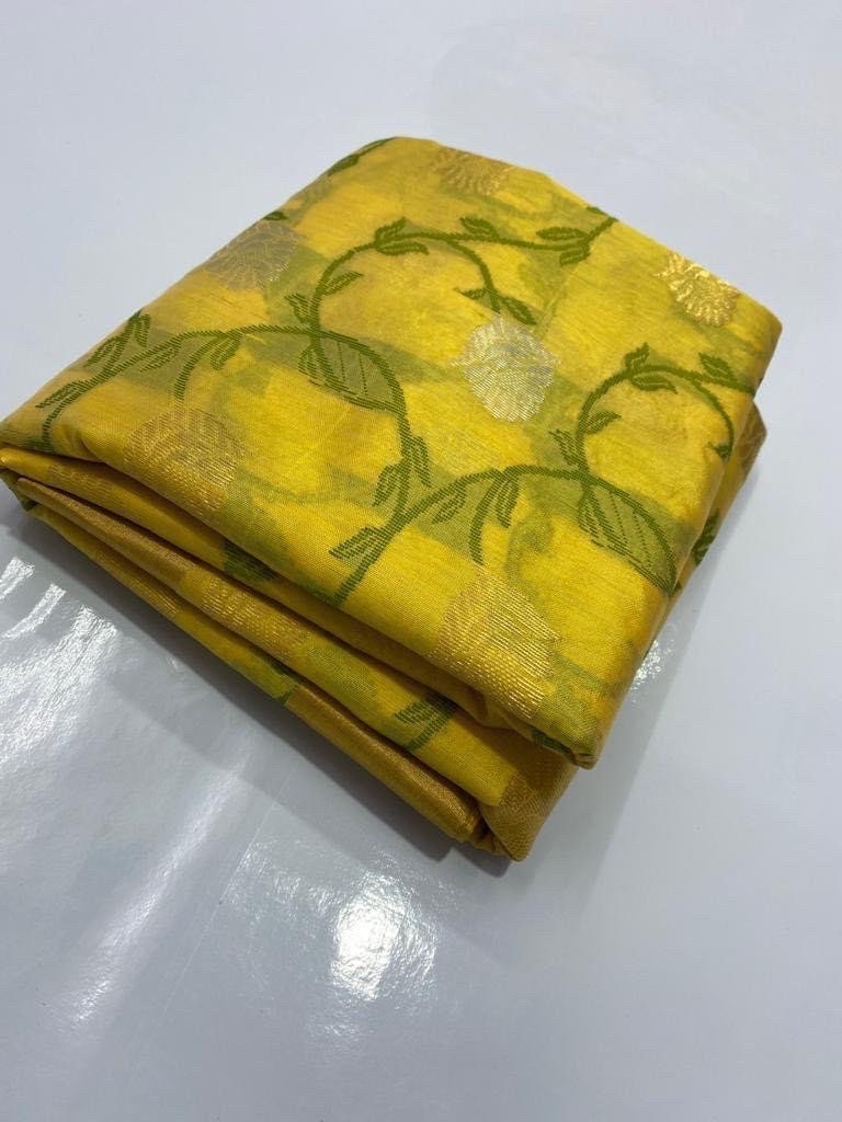 Pure Chanderi silk pattu / pure silk saree soft silk handloom saree all over woven jall ask seller for availability