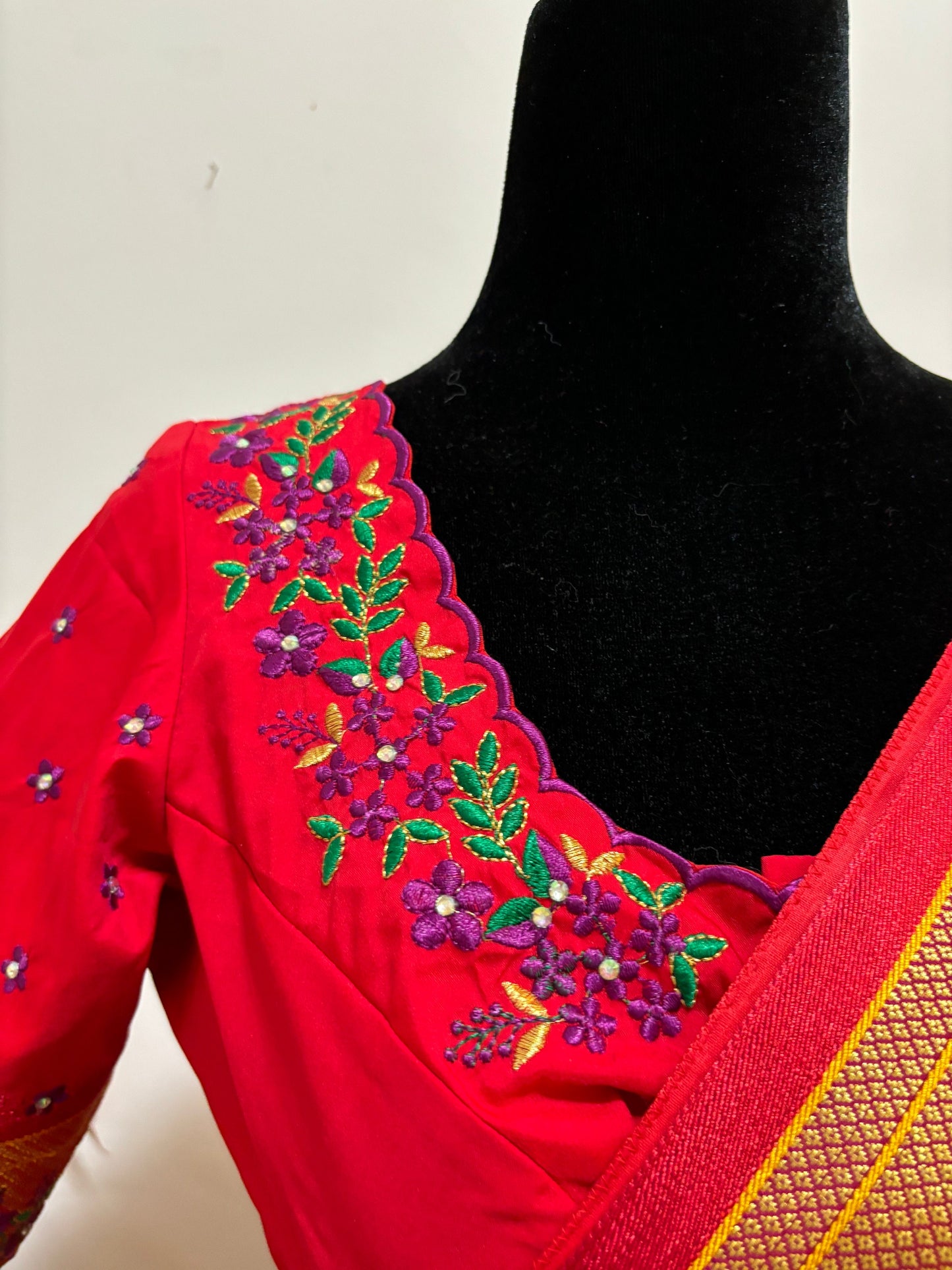 Beautiful pythani pure silk saree with ready to wear beautiful work blouse fits up to 32 to 46 purple color, saree is ready to wear