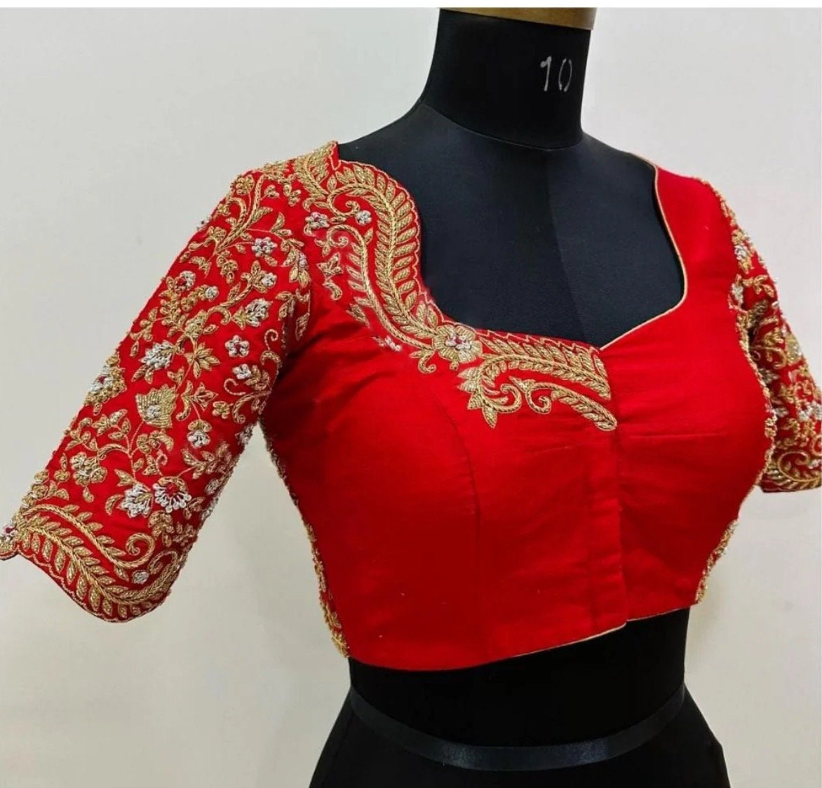 Made to order Gold Work kardana n zardosi net hands work Blouse ready to wear