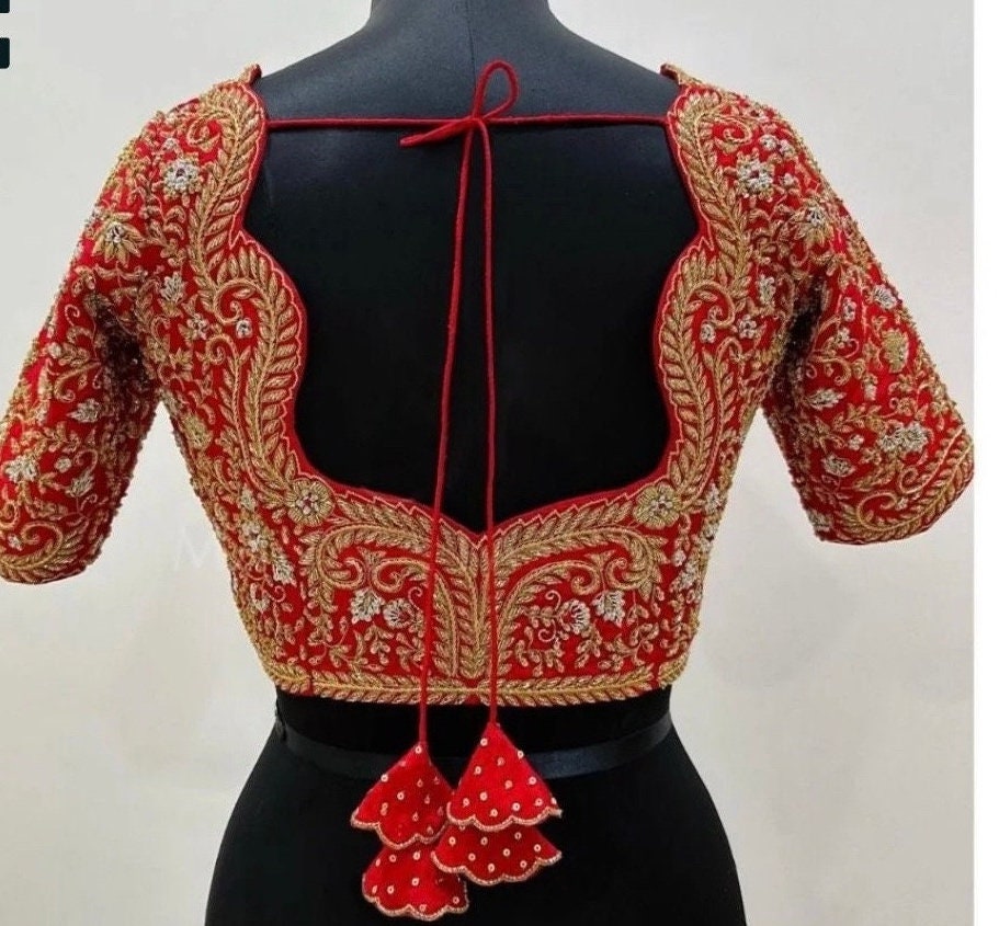 Made to order Gold Work kardana n zardosi net hands work Blouse ready to wear