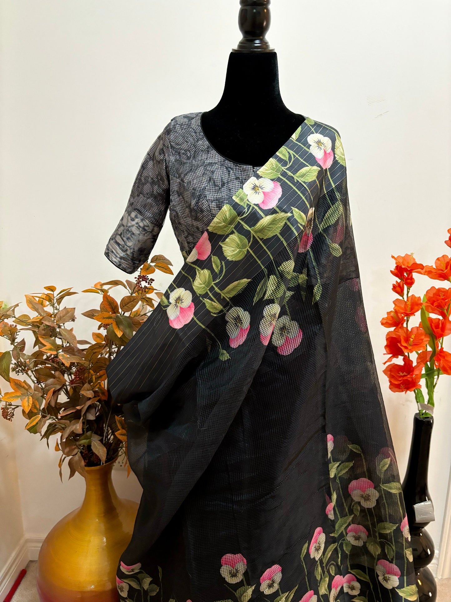 Beautiful light weight Kota saree with Zari lineboardesbeautifulpichwaidesignsaree paired up with pretty blouse fits up to 32 to 38 digital