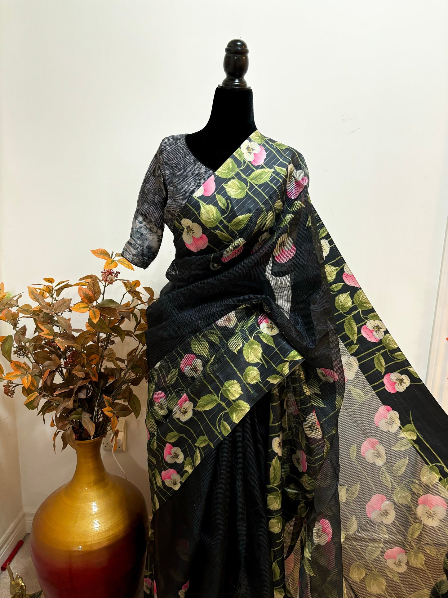 Beautiful light weight Kota saree with Zari lineboardesbeautifulpichwaidesignsaree paired up with pretty blouse fits up to 32 to 38 digital