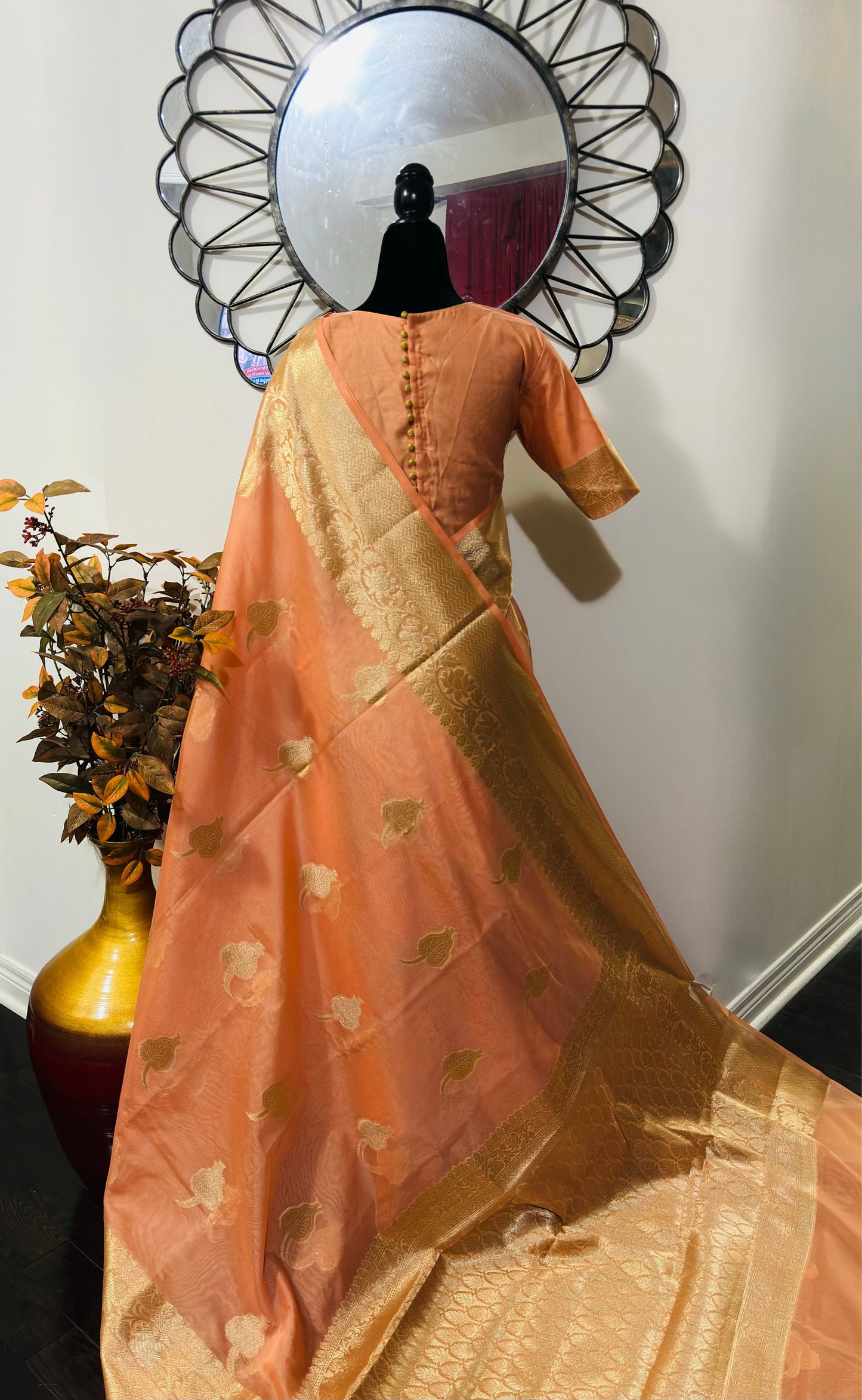 Banarsi fancy beautiful kora organza double zari silk saree very soft ant flowy ready to wear designer blouse fits 32-46 eye cooling shades