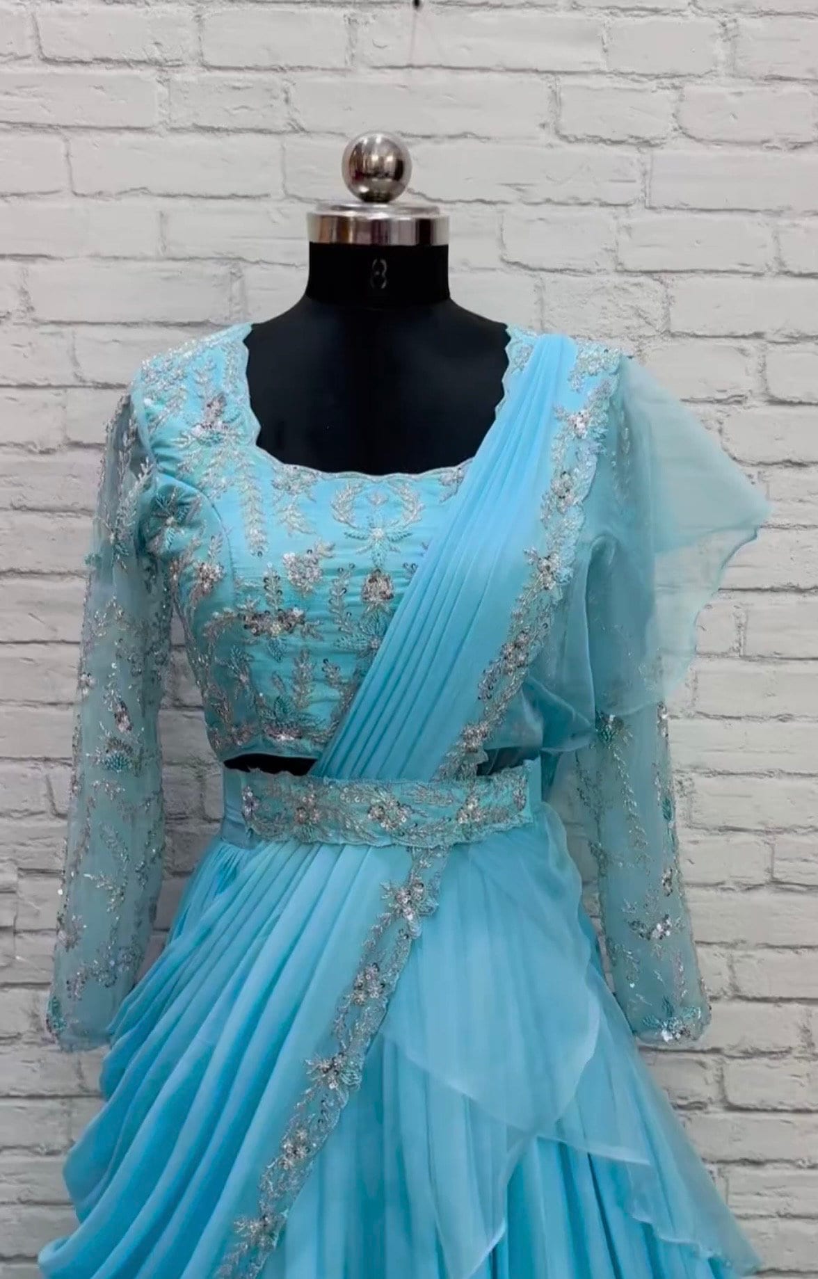 Bridal heavy embroidery work/georgette lihanga dyeble fabric lihanga can be customize in colour and in any size