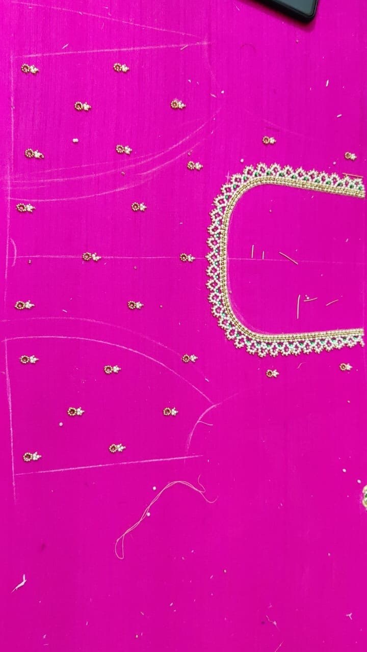 Handmade Ready to wear maggam Gold Work kardana n zardosi net hands work Blouse ready to wear fits to 32 to 46 any color possible