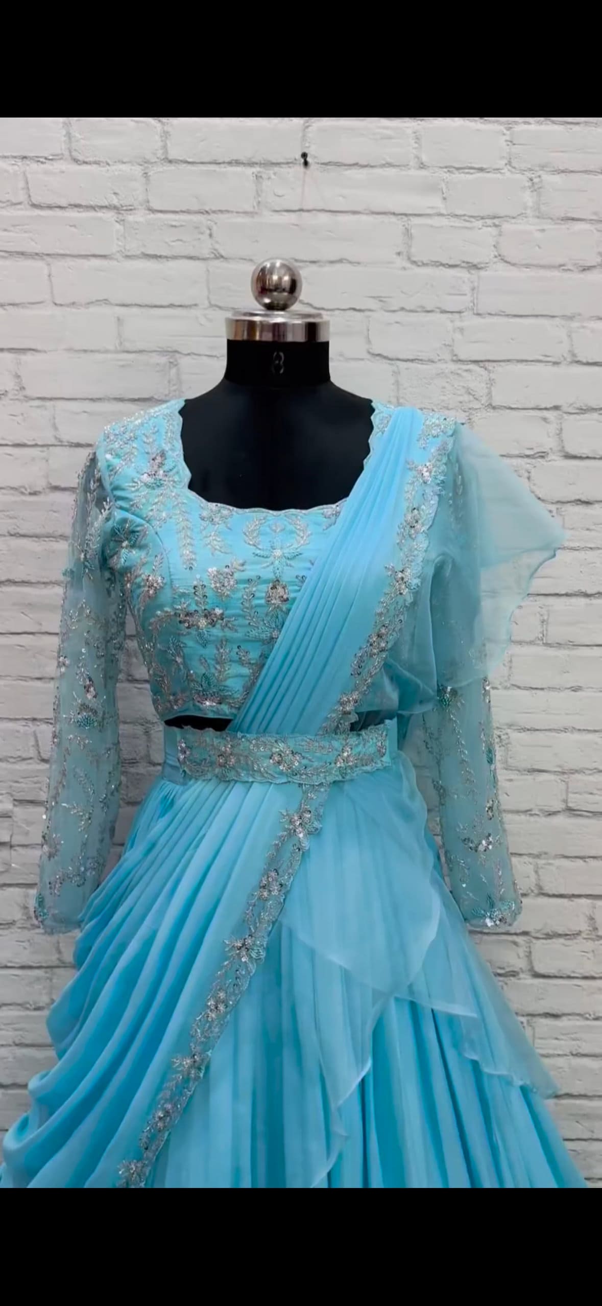 Bridal heavy embroidery work/georgette lihanga dyeble fabric lihanga can be customize in colour and in any size
