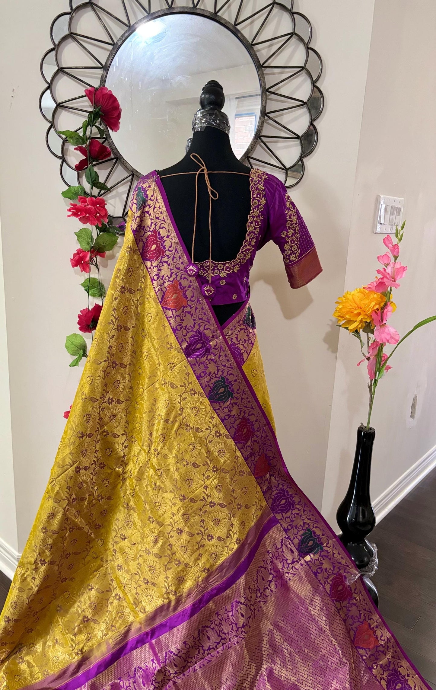 3 gram premium gold the original pure silk sarees full exclusive floral with elegant designer Kanjeevaram/kanchipattu excellent quality