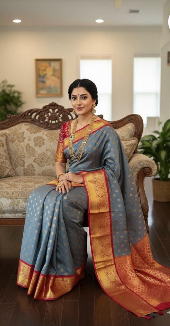 Soft Silk Kanjeevarm/Kanchipattu Sarees; Rose gold and hot pink combination  ready to wear Blouse fits 32-46 rare color combinations
