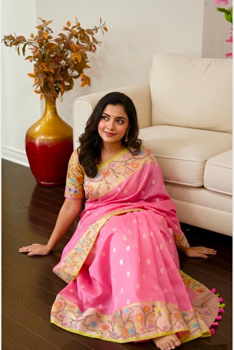 Beautiful Tissue Zari Kota saree with pythani  Zari boardes and beautifully done blouse paired up with pretty blouse fits up to 32 to 46