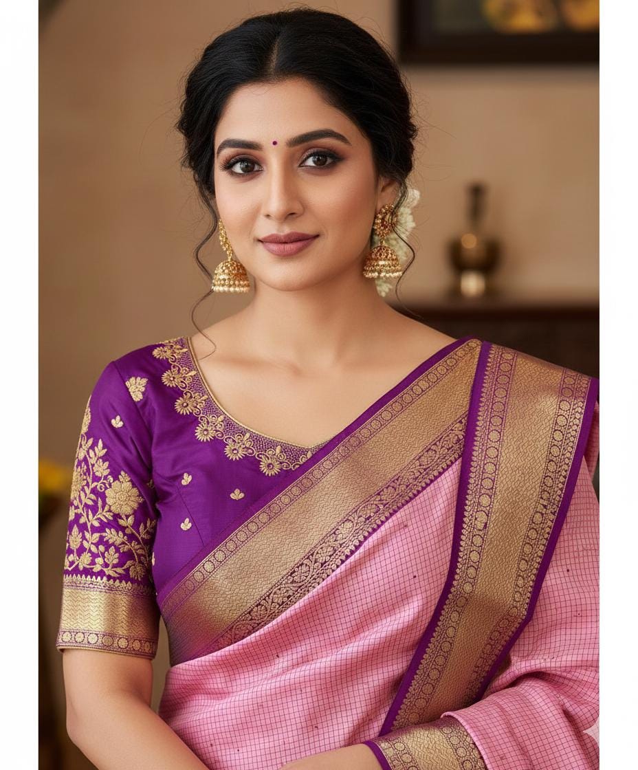 Gadwal Handloom pure silk sarees in rare colors and ready to wear blouse with embroidered blouse fits up to 32 -46 saree is ready fall pico