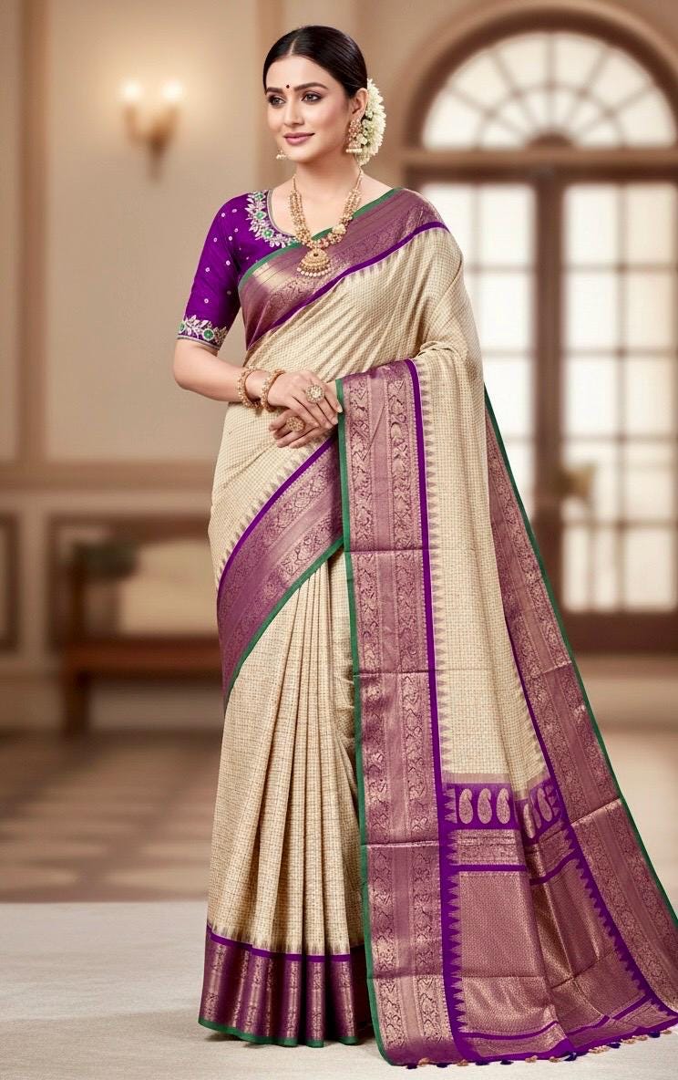 Gadwal Handloom pure silk sarees in rare colors and ready to wear blouse with embroidered blouse fits up to 32 -46 saree is ready fall pico