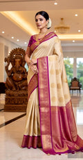 Kanchipuram soft silk saree in rare colors with beautifully done hand  made embroidered blouse with ready to wear work blouse fits 32 to 46
