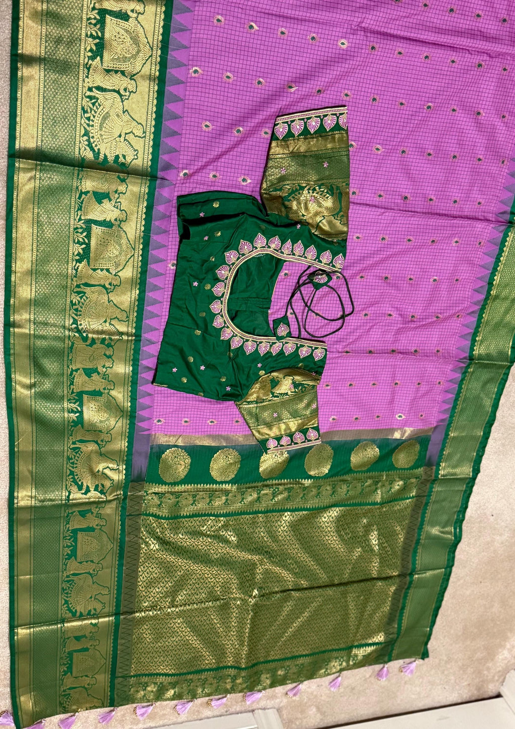 Gadwal Handloom pure silk sarees in rare colors and ready to wear blouse with embroidered blouse fits up to 32 -46 saree is ready fall pico