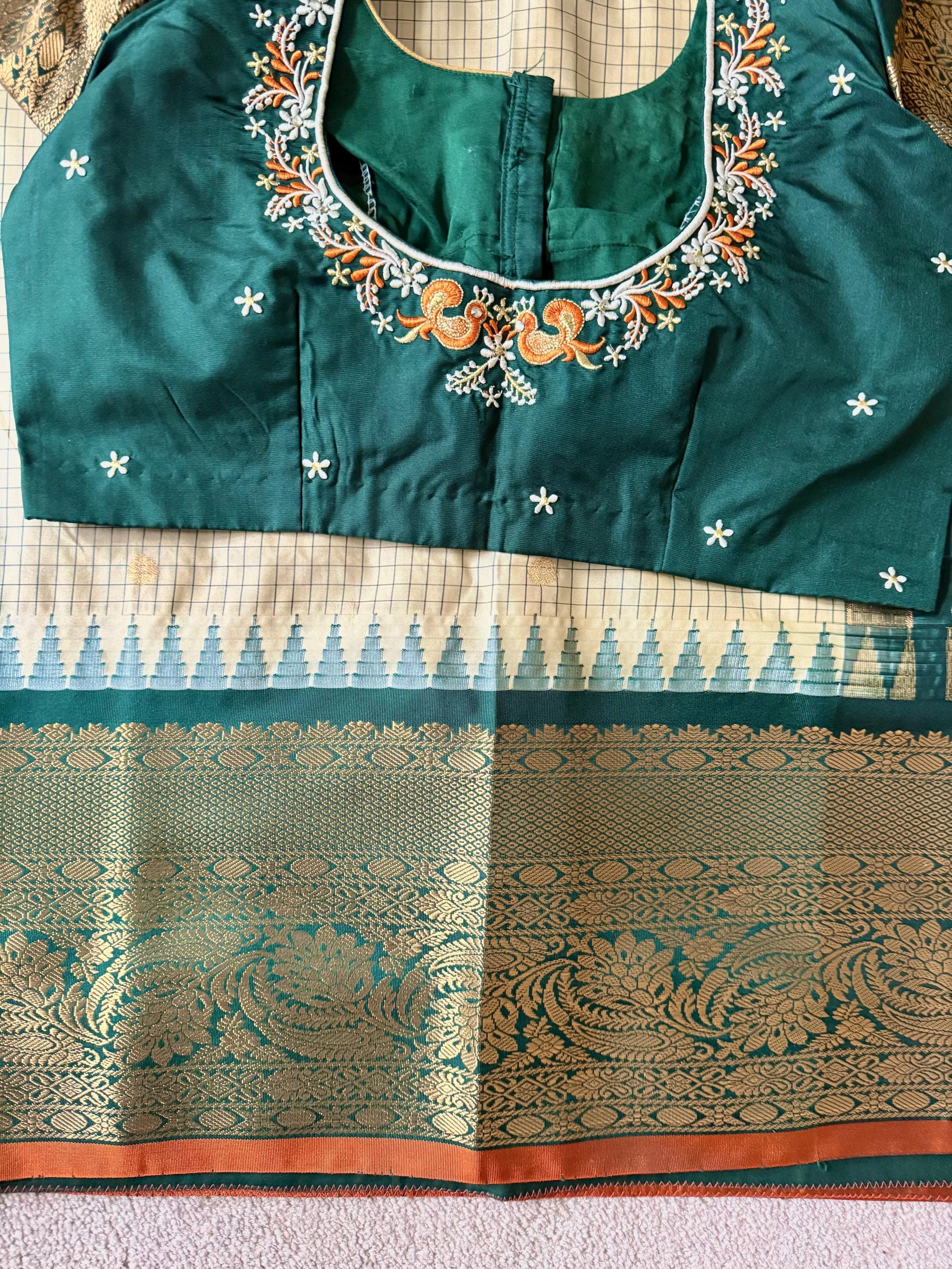 Gadwal Handloom pure silk sarees in rare colors and ready to wear blouse with embroidered blouse fits up to 32 -46 saree is ready fall pico