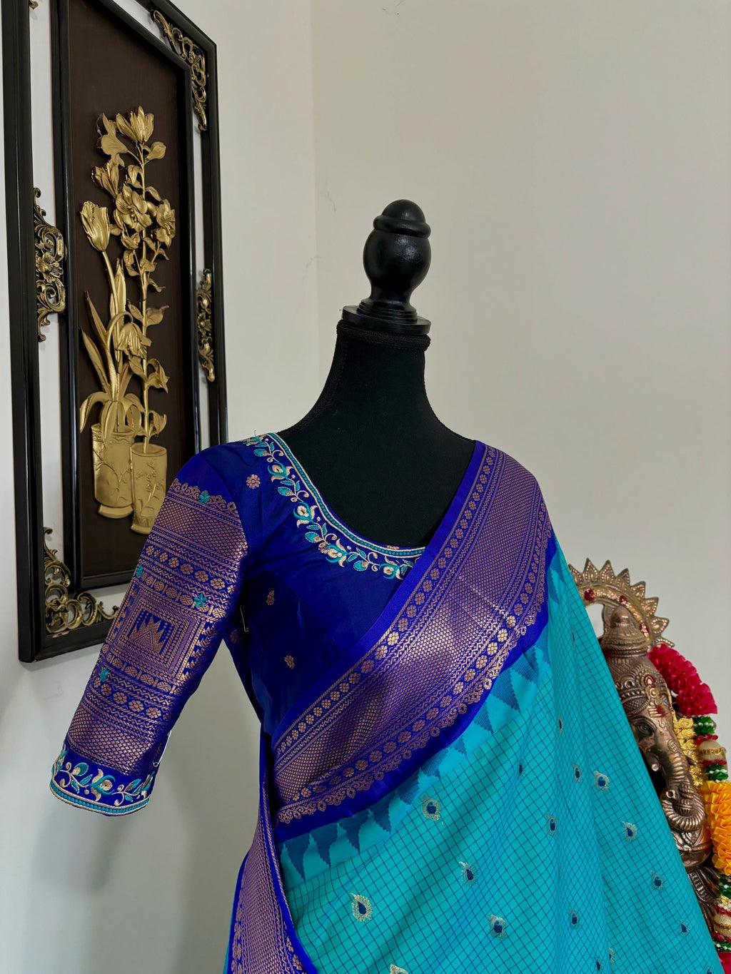 Gadwal Handloom pure silk sarees in rare colors and ready to wear blouse with embroidered blouse fits up to 32 -46 saree is ready fall pico