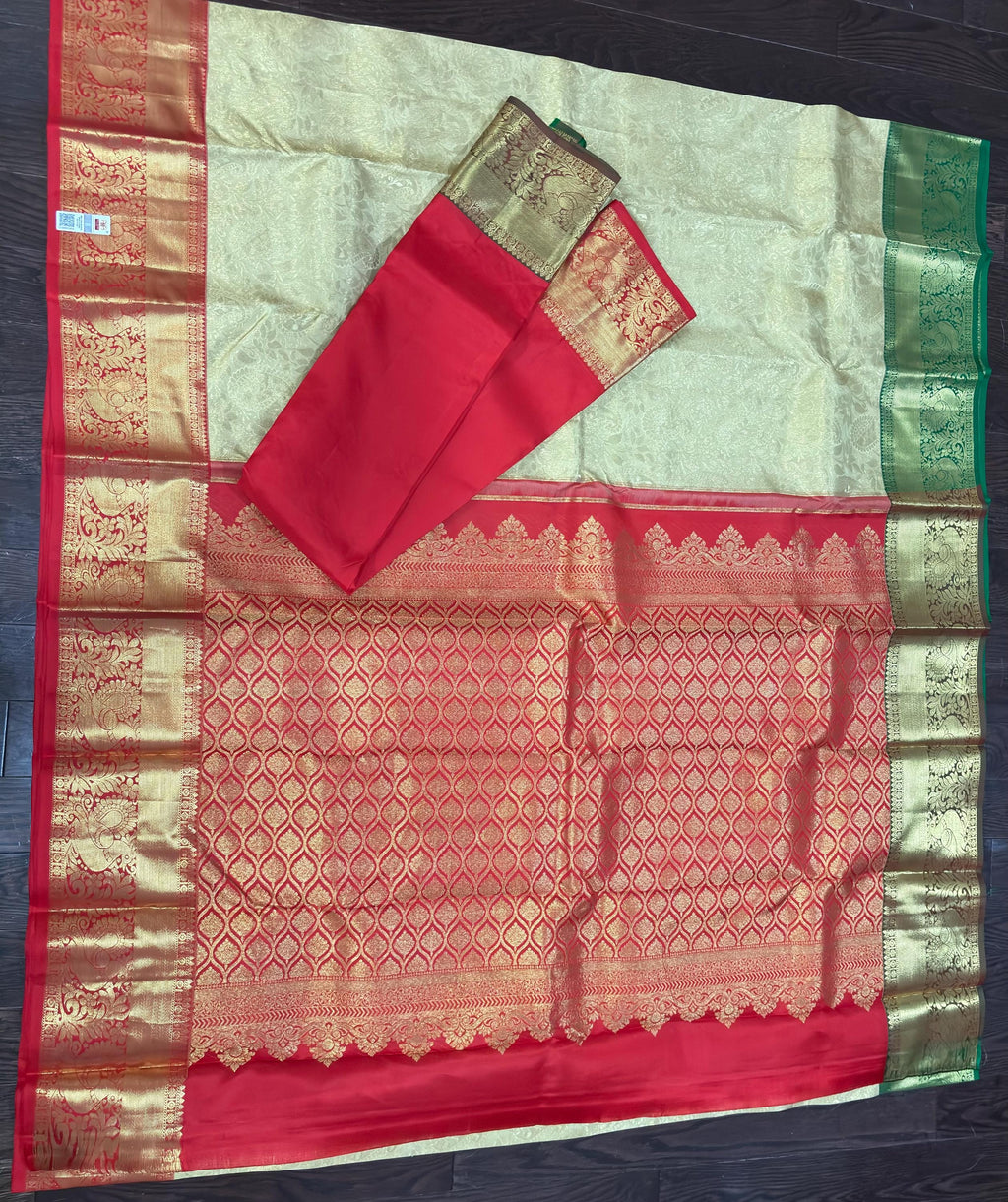 Beautiful gold dual shade boarder Bridal  2 gram gold pure handloom  Silk Kanjeevarm/Kanchipattu Saree ready to dispatch silk mark certified