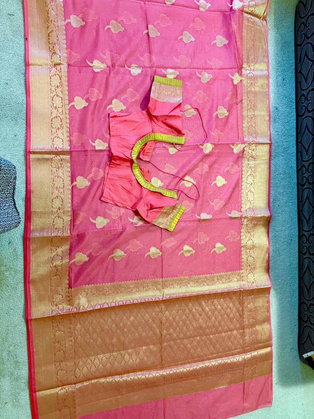 Banarsi fancy beautiful kora organza double zari silk saree very soft ant flowy ready to wear designer blouse fits 32-46  eye cooling shades