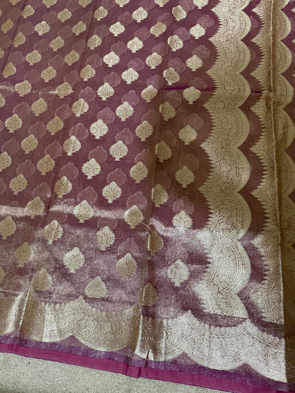 Beautiful party wear cocktail pure silk  banarasi  tissue  saree paired up with pretty designer Blouse fits 32-46