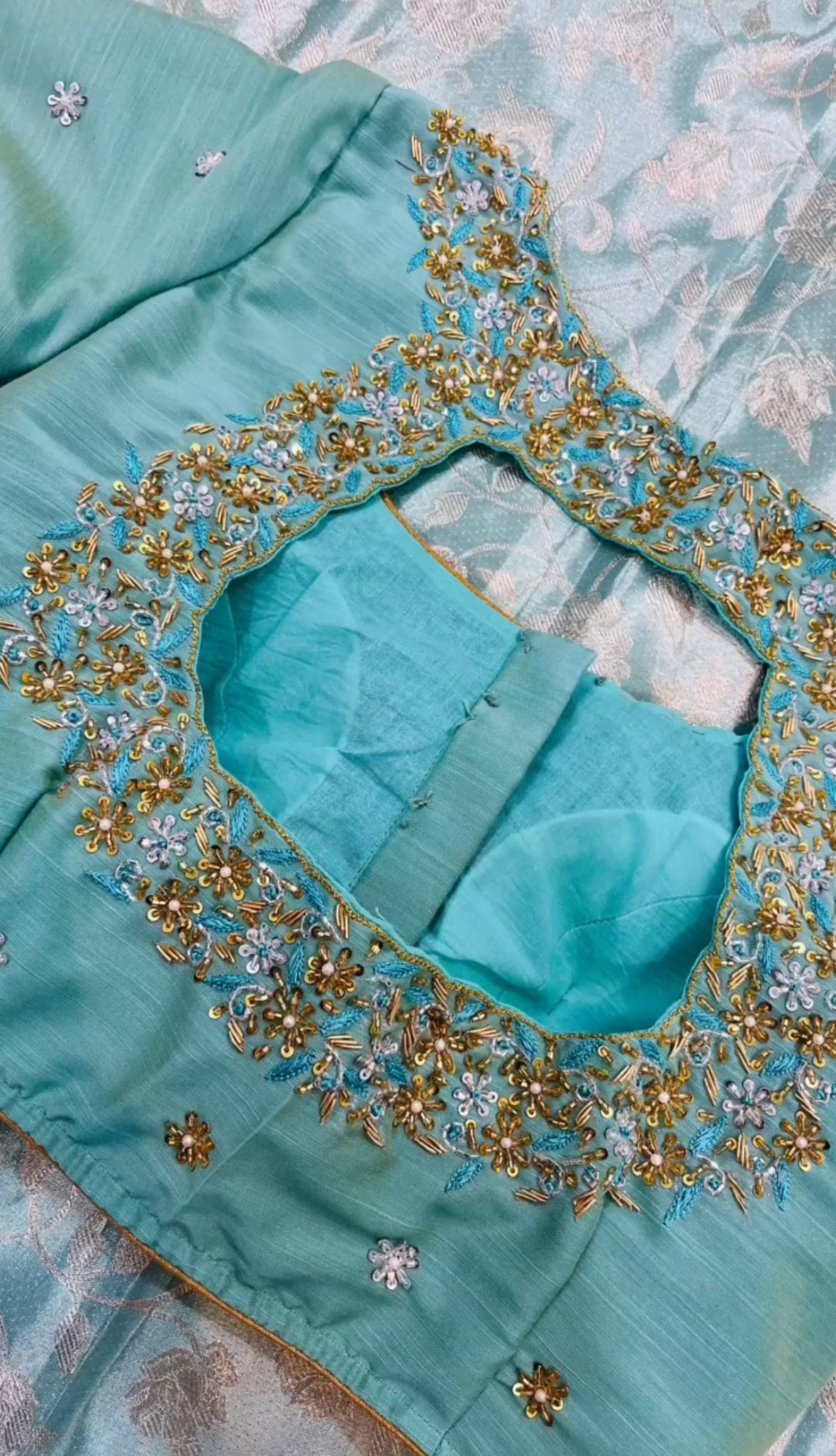 Gold Work kardana n zardosi net hands  work Blouse ready to wear 32-46 / Any color possible