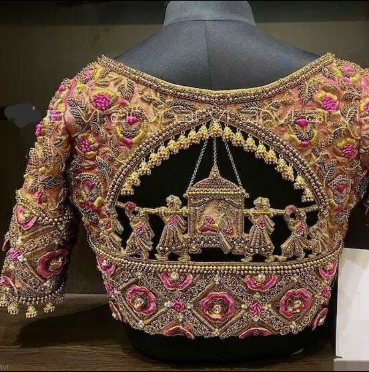 Gold Jardosi work Blouse ready to wear