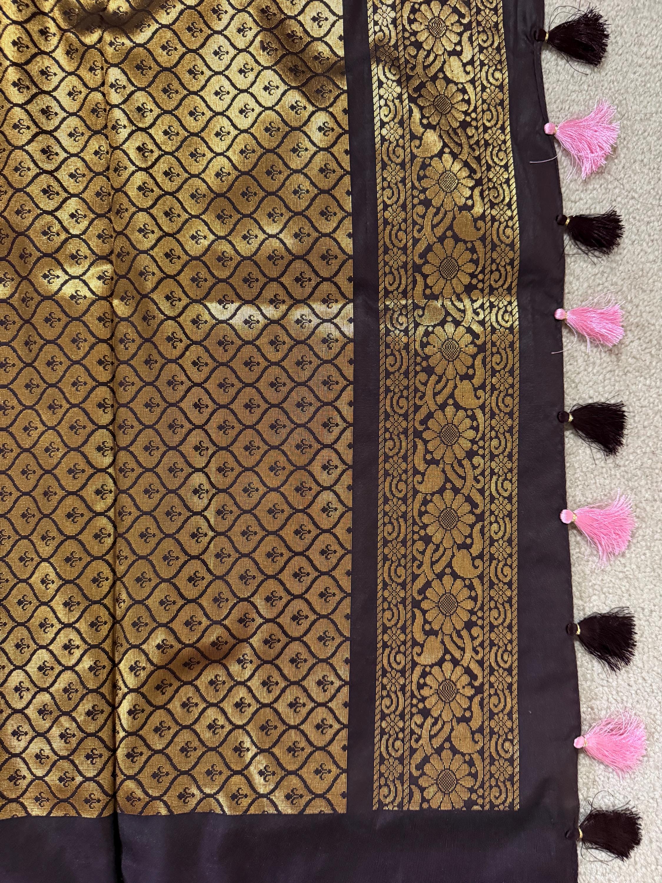 Gadwal Handloom pure silk sarees in rare colors and ready to wear blouse with embroidered blouse fits up to 32 -46 saree is ready fall pico