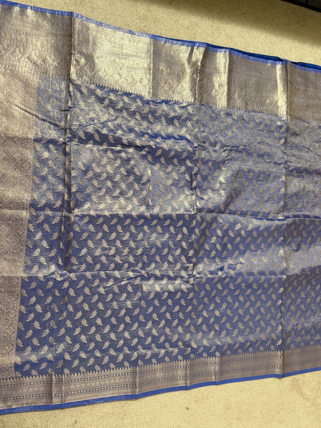 Beautiful party wear cocktail pure silk  banarasi crush tissue  saree paired up with pretty designer Blouse fits 32-46