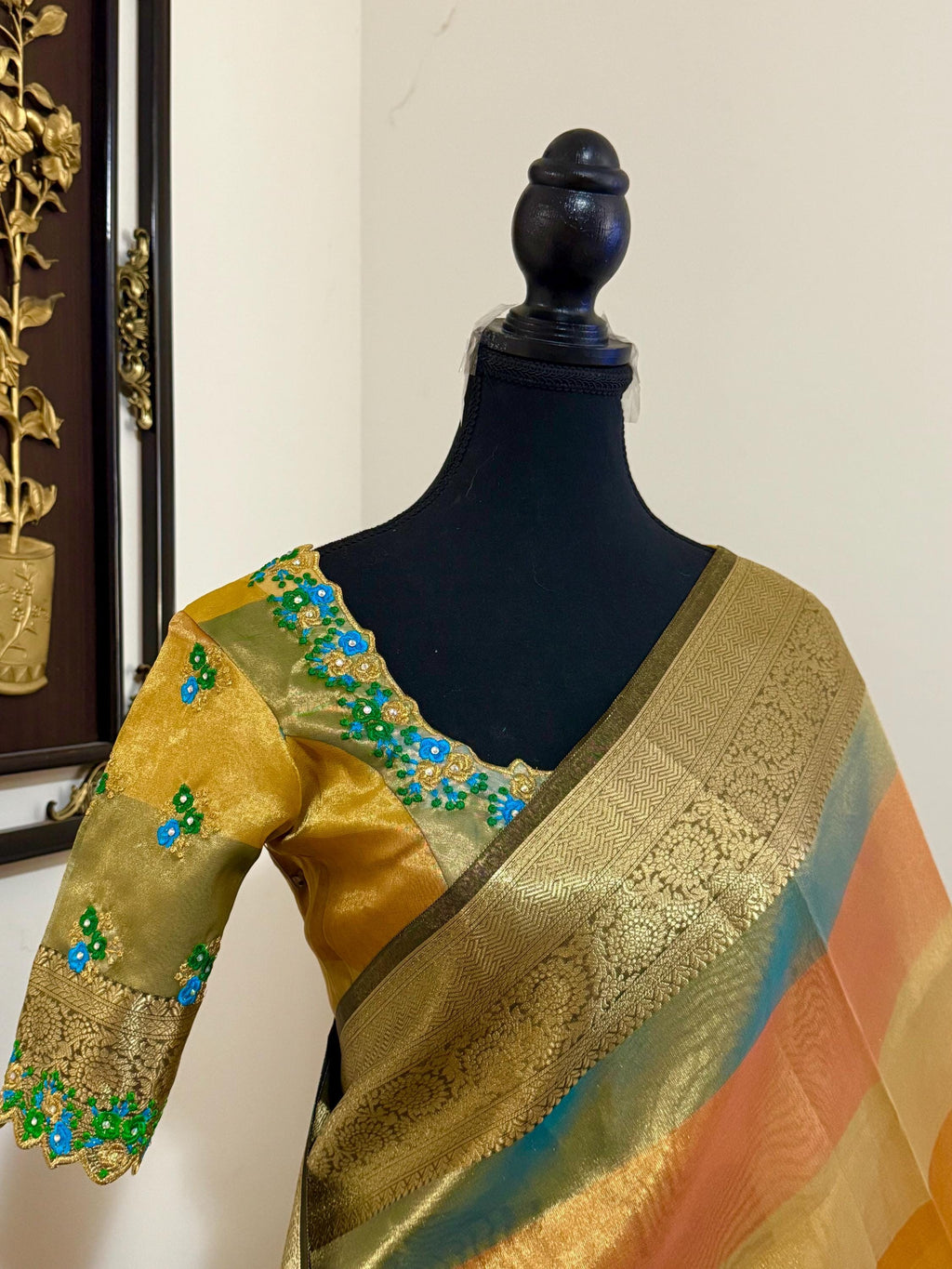 Banarsi fancy beautiful kora organza double zari silk saree very soft ant flowy ready to wear designer blouse fits 32-46  eye cooling shades