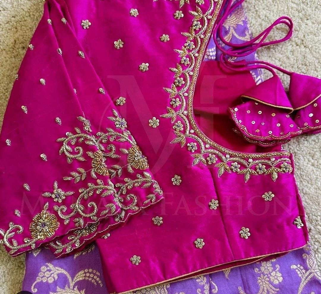 Stone studded Gold Work kardana n zardosi net hands  work Blouse ready to wear