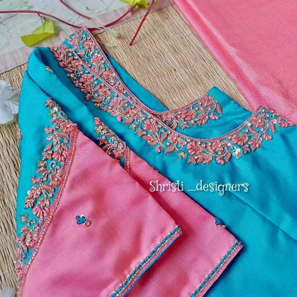 Designer zardosi maggam work  customised  blouses any color possible that fit to 32 to 46 Fabric: cottonsilk