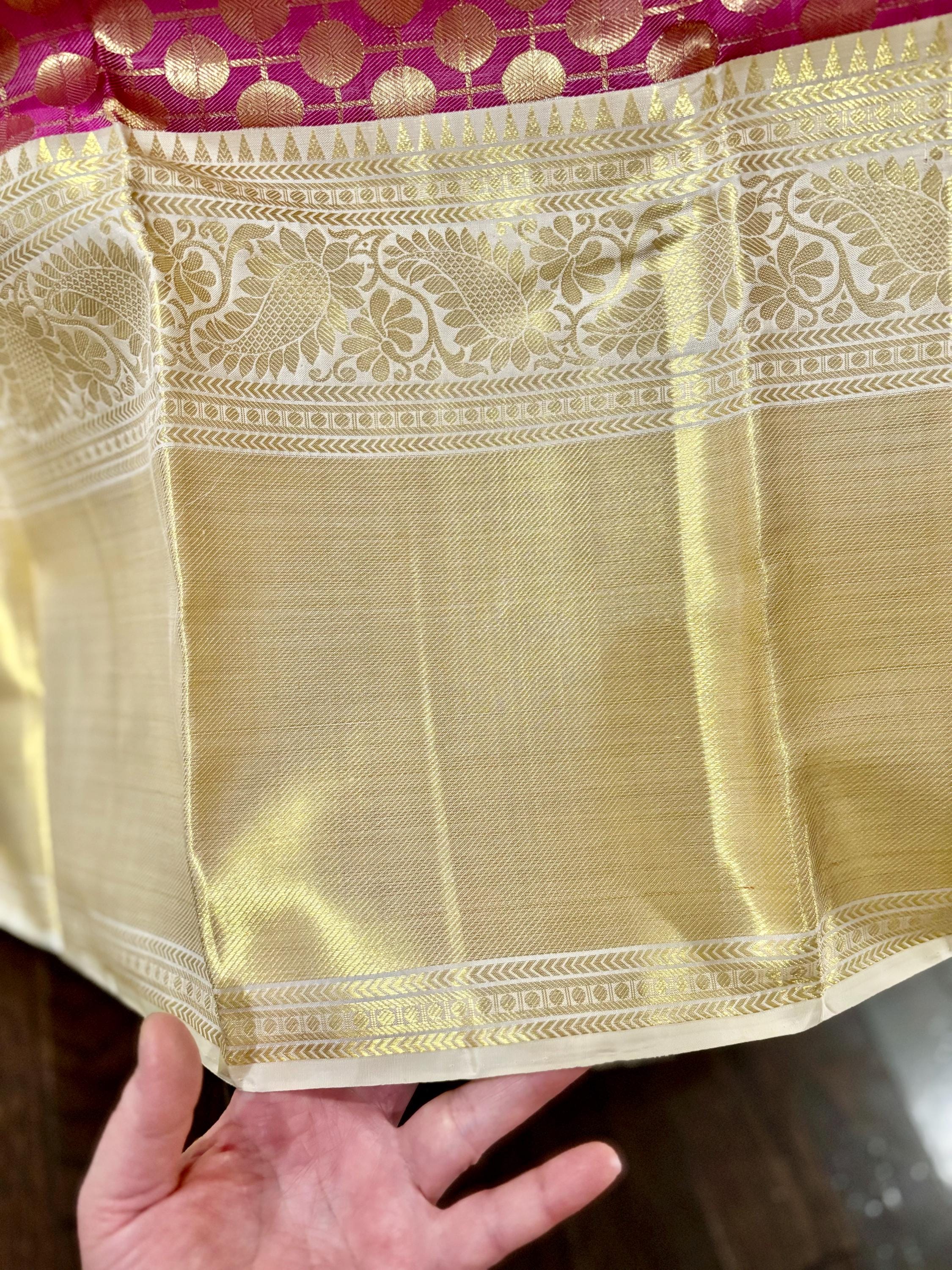 Beautiful pestal pestal shade Bridal  2 gram gold pure handloom  Silk Kanjeevarm/Kanchipattu Saree ready to dispatch silk mark certified