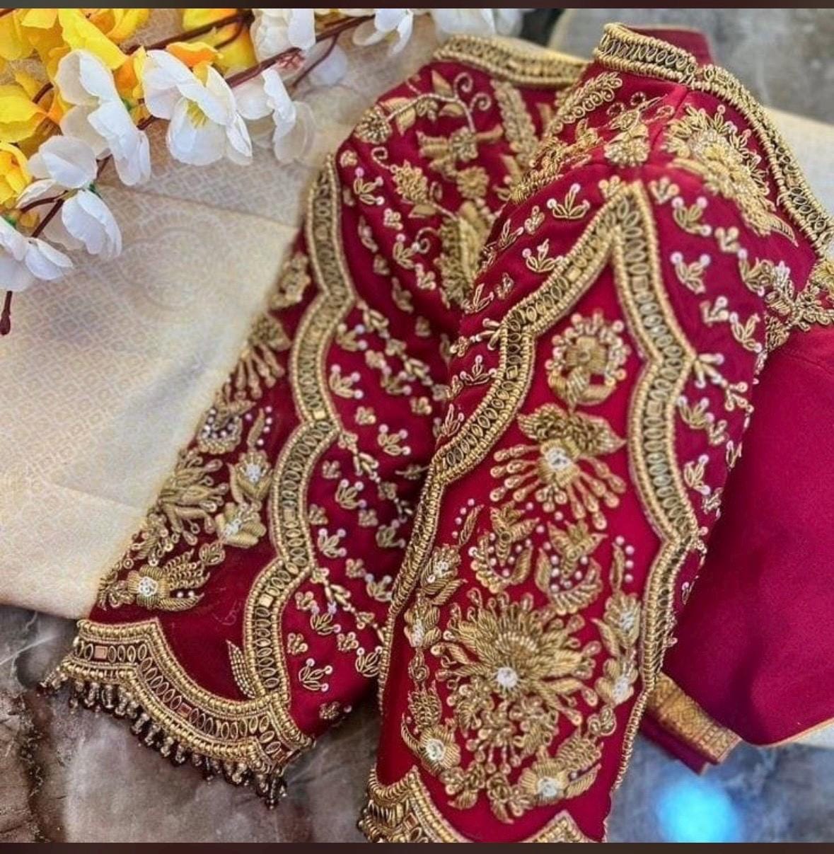 Made to order  Gold Work kardana n zardosi   handwork hand made work Blouse ready to wear any color possible any size possible fits 32-46