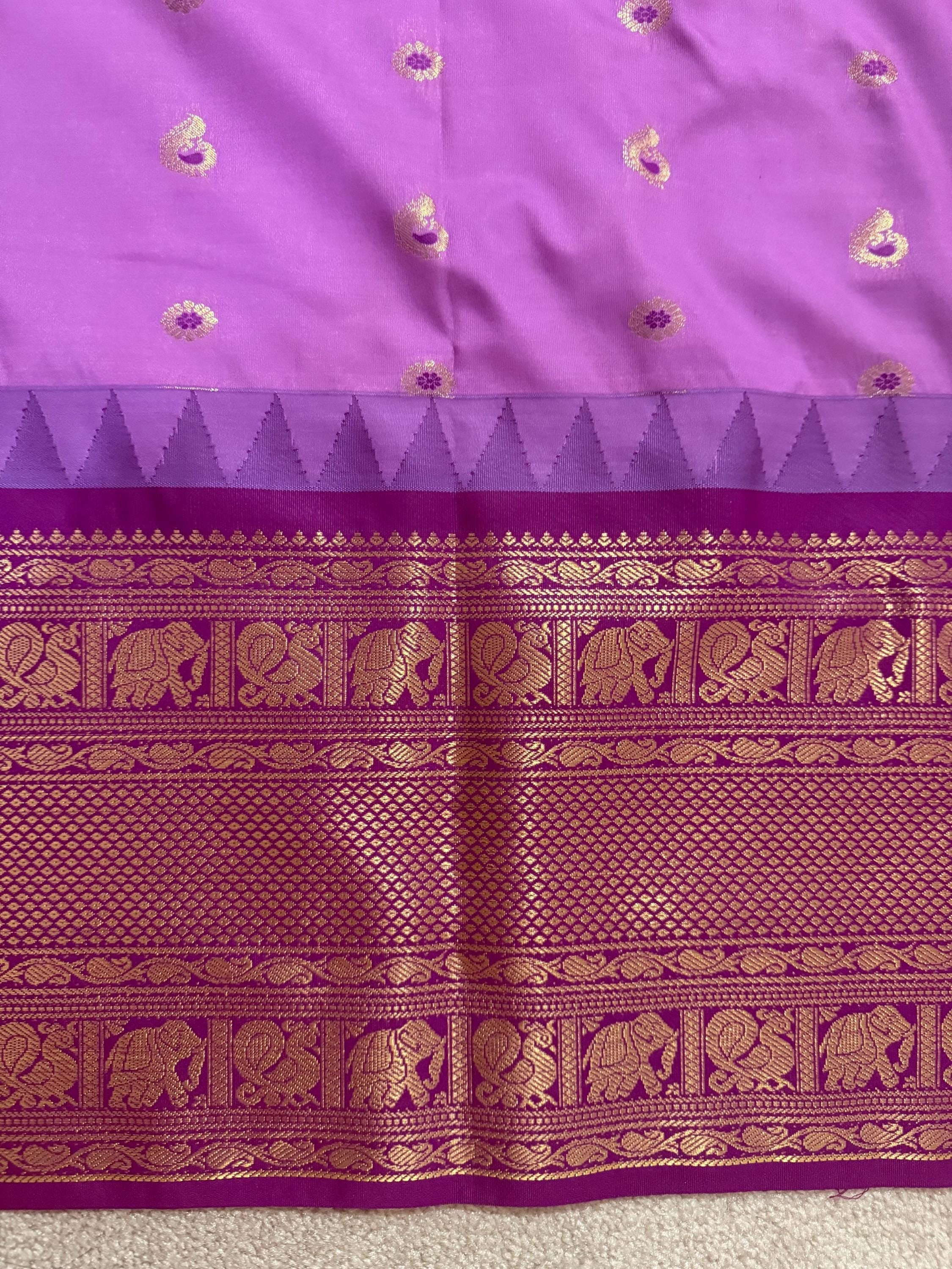 Gadwal Handloom pure silk sarees in rare colors and ready to wear blouse with embroidered blouse fits up to 32 -46 saree is ready fall pico