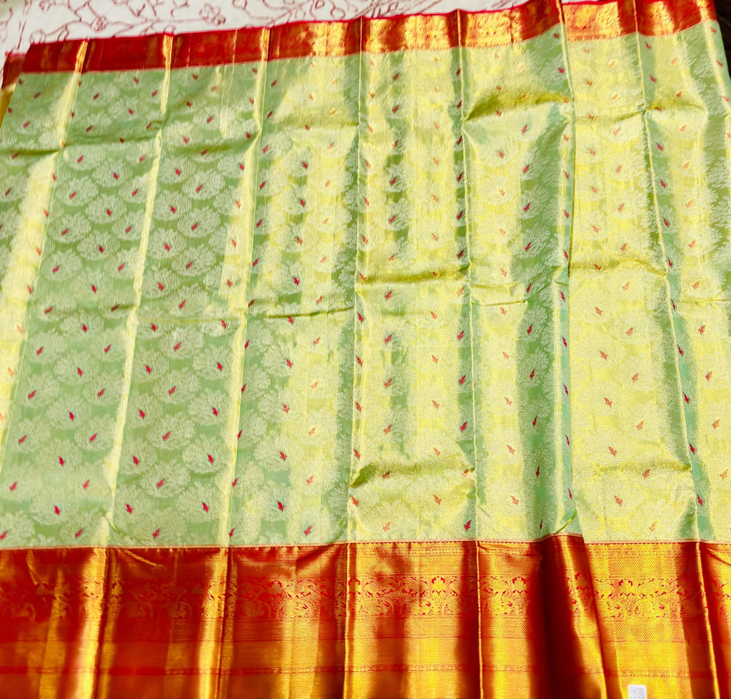Beautiful pestal pestal shade Bridal  2 gram gold pure handloom  Silk Kanjeevarm/Kanchipattu Saree ready to dispatch silk mark certified