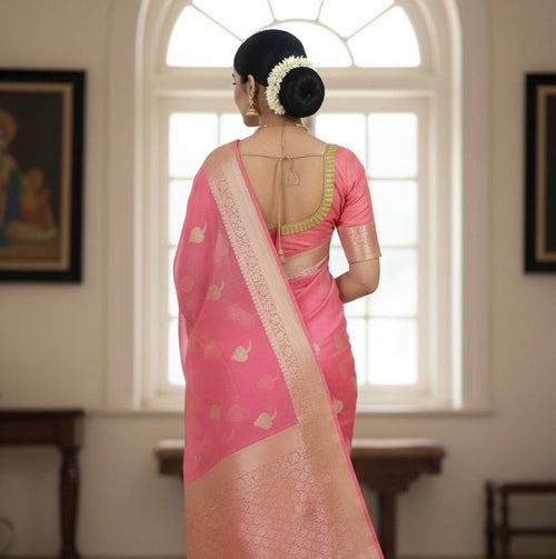 Banarsi fancy beautiful kora organza double zari silk saree very soft ant flowy ready to wear designer blouse fits 32-46  eye cooling shades