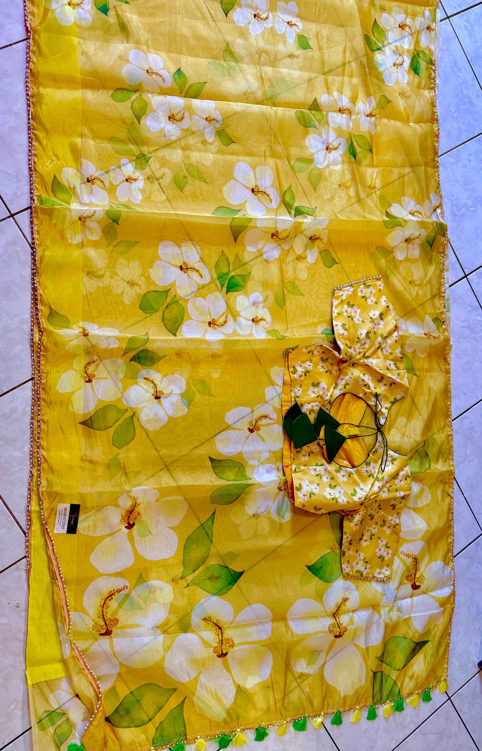 Pure Silk soft and fally Organza Saree
