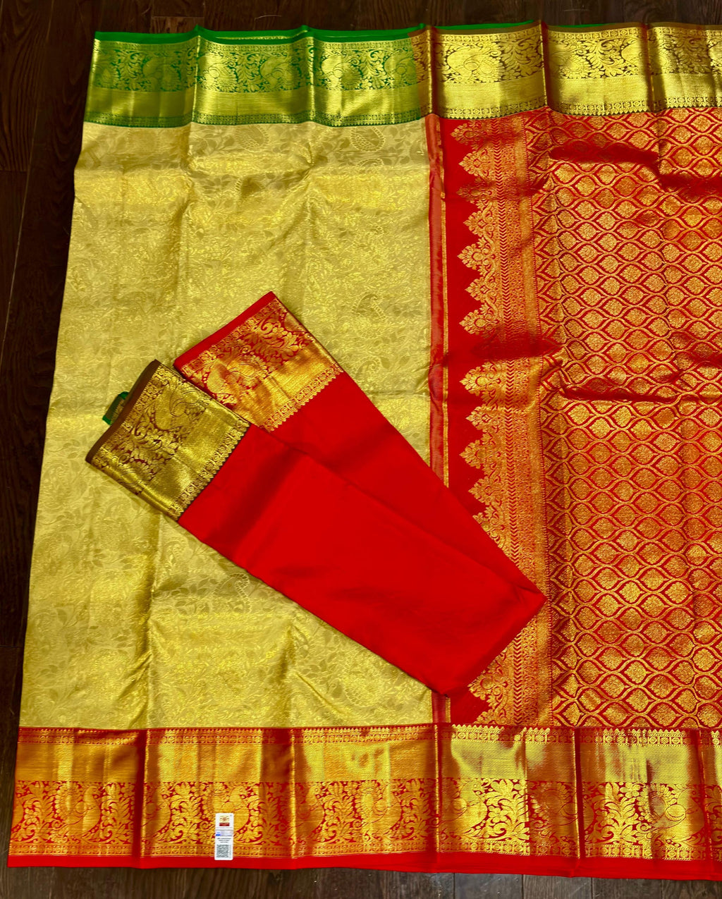 Beautiful gold dual shade boarder Bridal  2 gram gold pure handloom  Silk Kanjeevarm/Kanchipattu Saree ready to dispatch silk mark certified