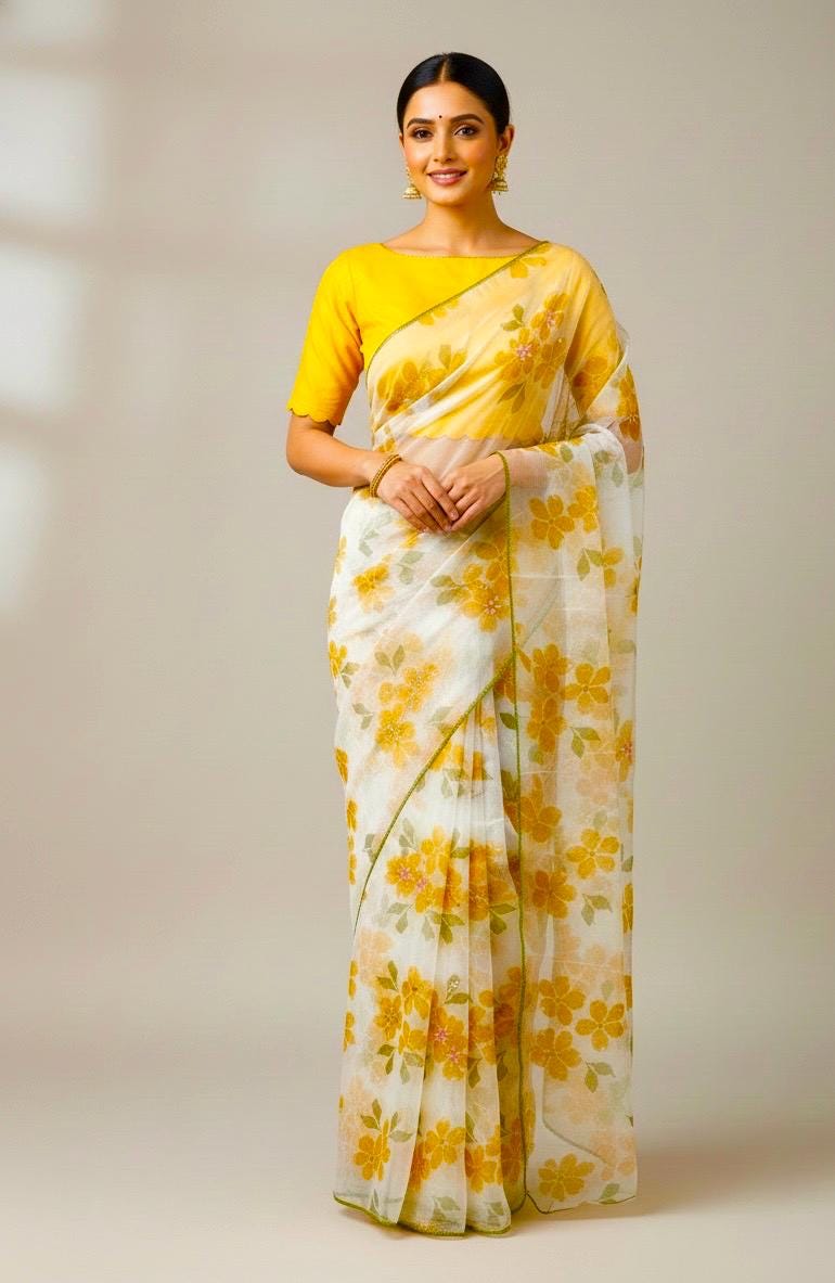 Pure Silk Organza Saree light weight with eye cooling colors