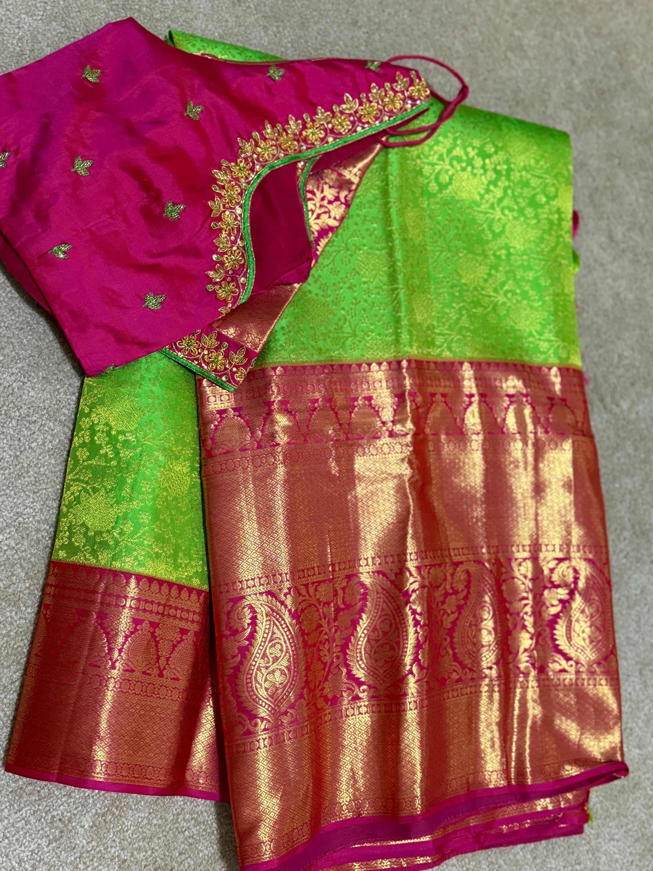 2 gram gold pure handloom  Silk Kanjeevarm/kanchi pattu silk mark certified Sarees;  ask seller for availability before booking shades avail