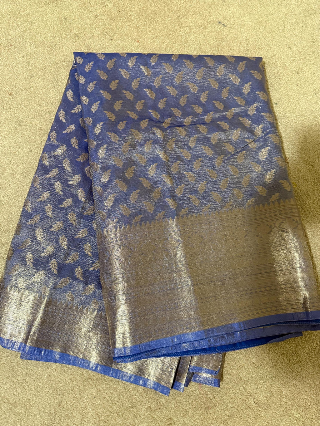 Beautiful party wear cocktail pure silk  banarasi crush tissue  saree paired up with pretty designer Blouse fits 32-46