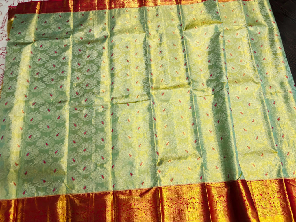 Beautiful pestal pestal shade Bridal  2 gram gold pure handloom  Silk Kanjeevarm/Kanchipattu Saree ready to dispatch silk mark certified