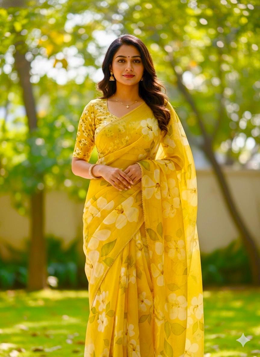 Pure Silk soft and fally Organza Saree