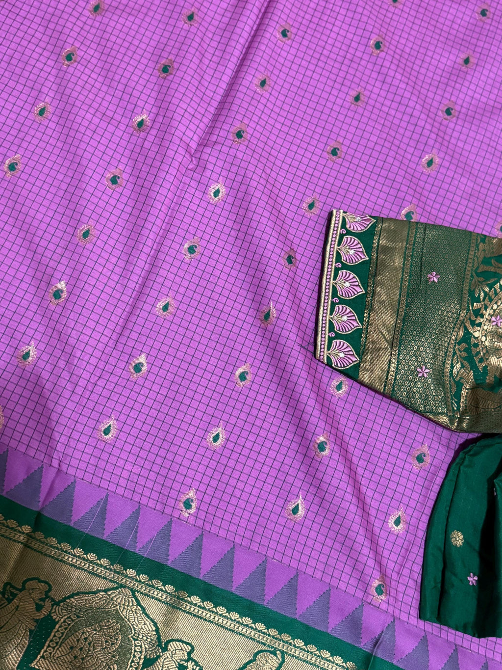 Gadwal Handloom pure silk sarees in rare colors and ready to wear blouse with embroidered blouse fits up to 32 -46 saree is ready fall pico